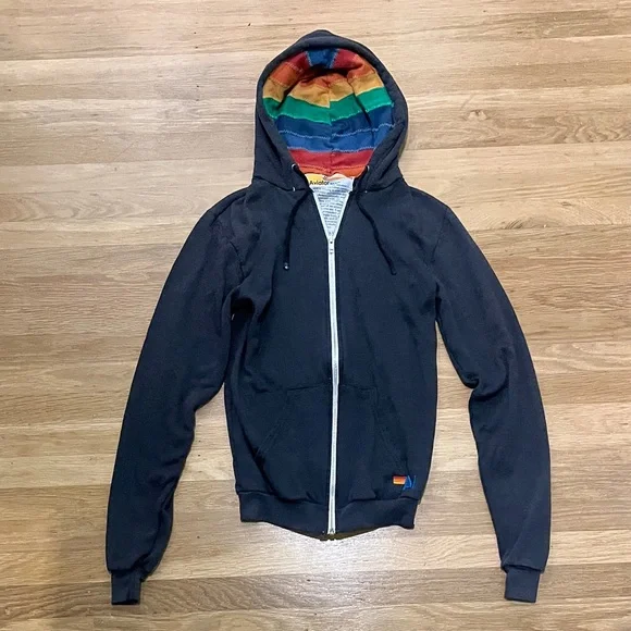 Aviator Nation ✨rare✨ rainbow hoodie quilted lining, M (fits S or XS) - Picture 6 of 9